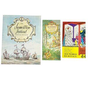 1957 Jamestown VA Festival Programs Trio Official Founders Old World Souvenir Ed